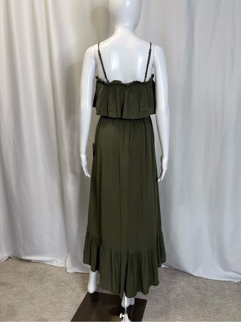 NWT Lulus Sincerely Yours Olive Green Ruffle Midi Dress Size Small Sundress - Picture 13 of 14